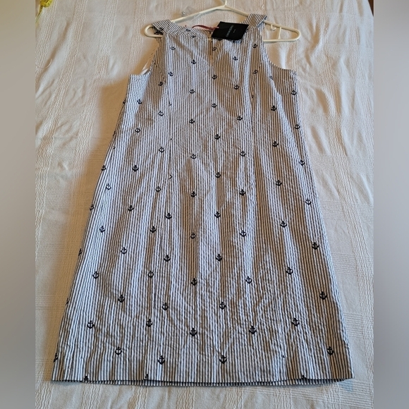 Cynthia Rowley women's size 8 blue and white seersucker lined dress nautical NWT - Picture 7 of 7
